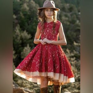 Elegant Red Lace Kids Formal Dress